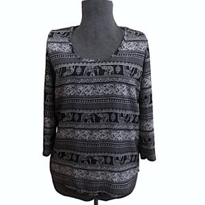 Warehouse one Elephant print blouse, small